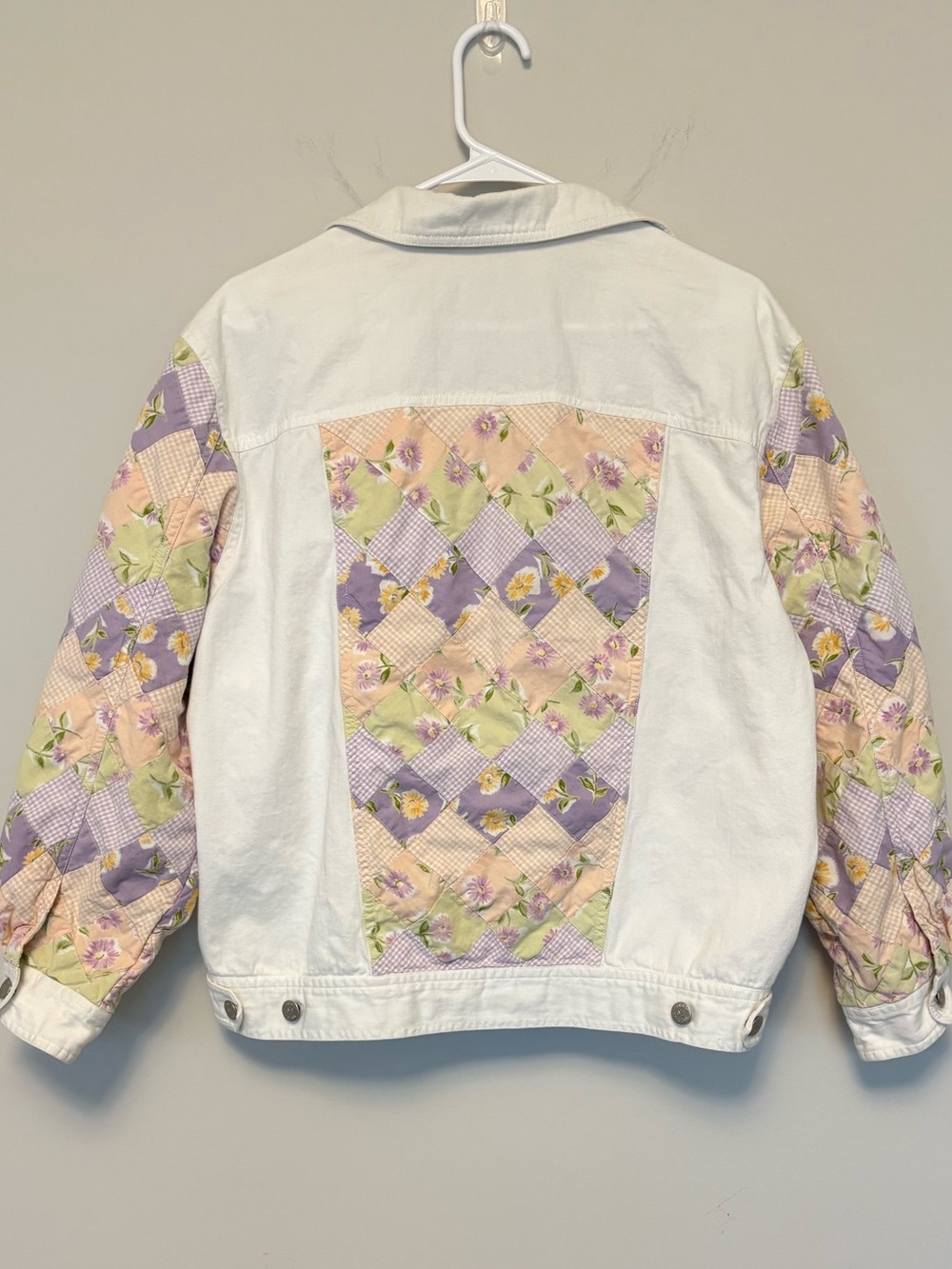 Susan Bristol Casuals Quilted White Denim Jacket Cottage Core Women's Medium - Picture 5 of 10
